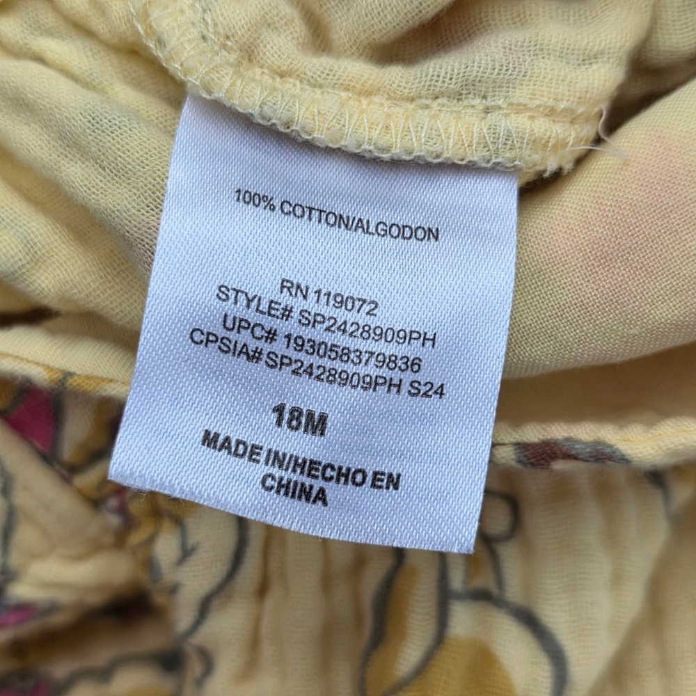 Disney Baby 18 Months Winnie The Pooh Cotton Muslin Overalls Romper Snaps Yellow - Picture 8 of 8